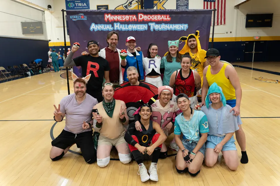 Halloween Tournament players together on the court