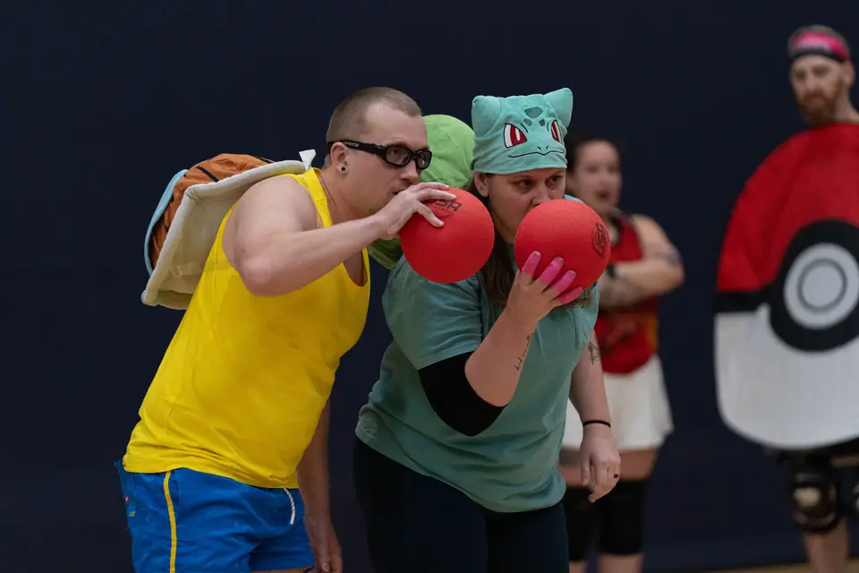 Halloween Tournament players together on the court